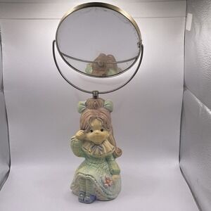 Vintage 1972‎ Holiday Fair Ceramic Girl Vanity Mirror Two Sided Made in Japan